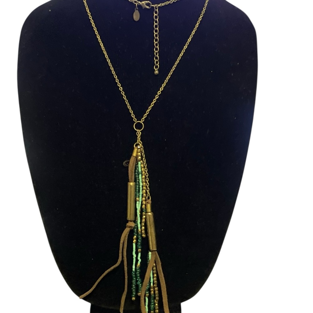 Vintage AEA Beaded Native American blue and brown Necklace